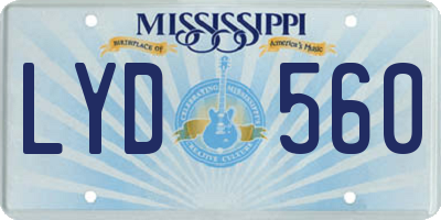 MS license plate LYD560