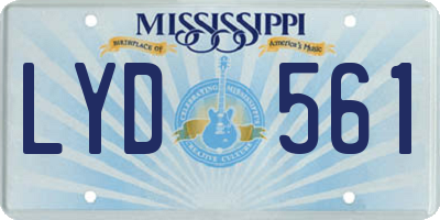 MS license plate LYD561