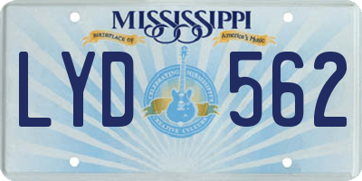 MS license plate LYD562