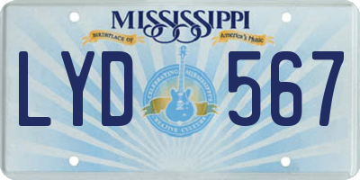 MS license plate LYD567