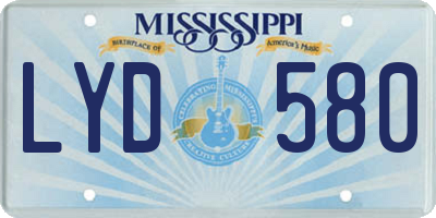 MS license plate LYD580