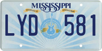 MS license plate LYD581