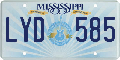 MS license plate LYD585