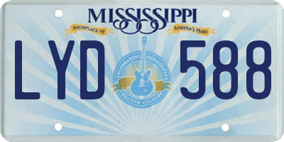 MS license plate LYD588
