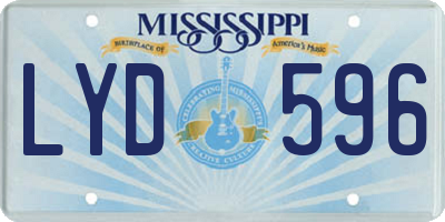 MS license plate LYD596
