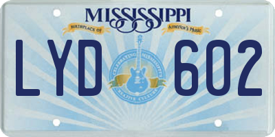 MS license plate LYD602
