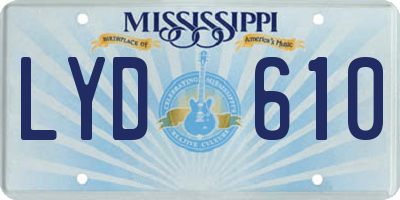 MS license plate LYD610