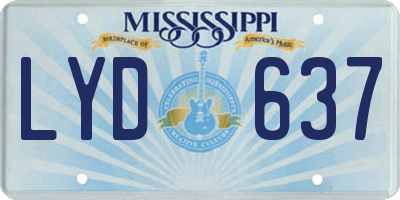 MS license plate LYD637