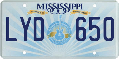 MS license plate LYD650