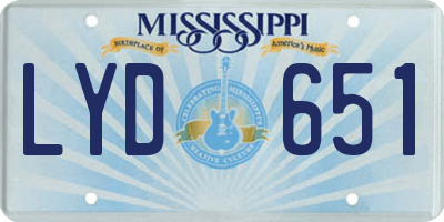 MS license plate LYD651