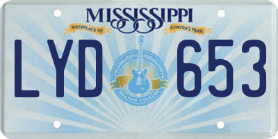MS license plate LYD653