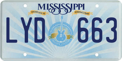 MS license plate LYD663