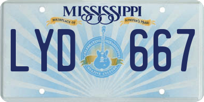 MS license plate LYD667