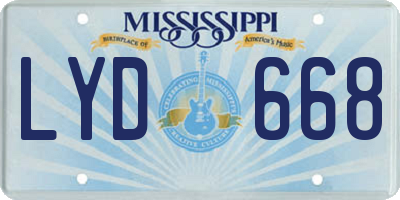 MS license plate LYD668