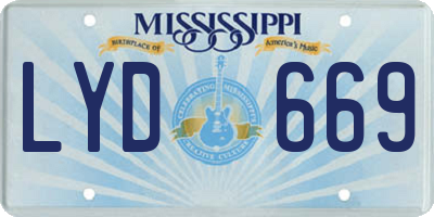 MS license plate LYD669