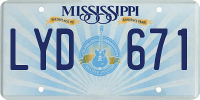 MS license plate LYD671