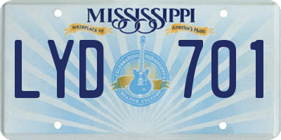 MS license plate LYD701