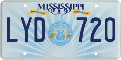 MS license plate LYD720