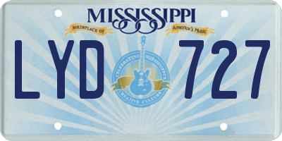 MS license plate LYD727