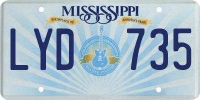 MS license plate LYD735