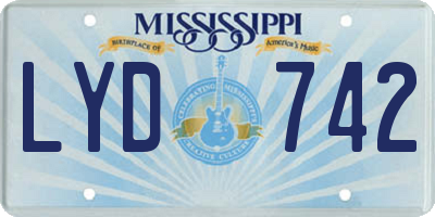 MS license plate LYD742