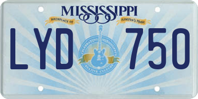 MS license plate LYD750