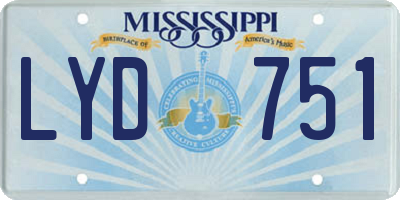 MS license plate LYD751