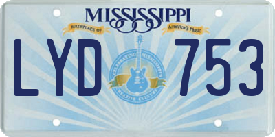 MS license plate LYD753