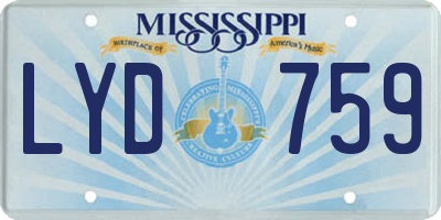 MS license plate LYD759