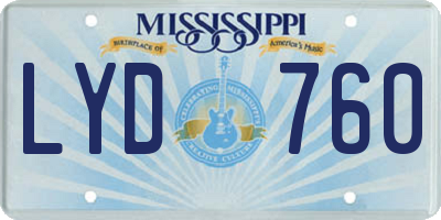MS license plate LYD760