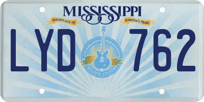 MS license plate LYD762