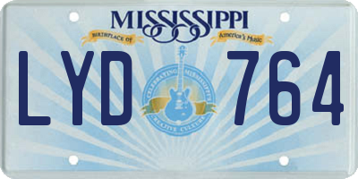 MS license plate LYD764