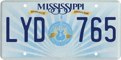 MS license plate LYD765