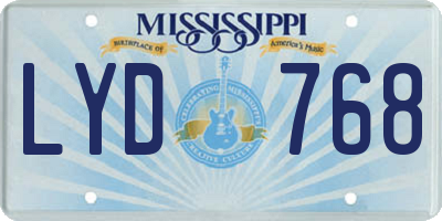 MS license plate LYD768