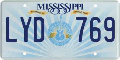 MS license plate LYD769