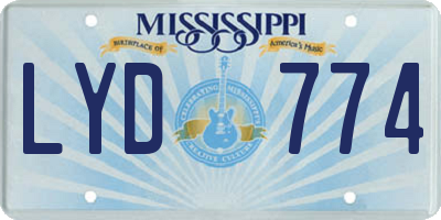 MS license plate LYD774