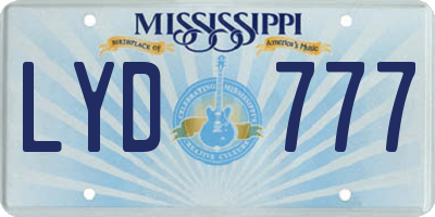 MS license plate LYD777
