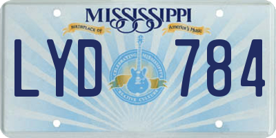 MS license plate LYD784