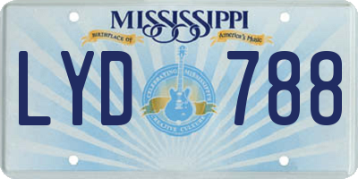 MS license plate LYD788