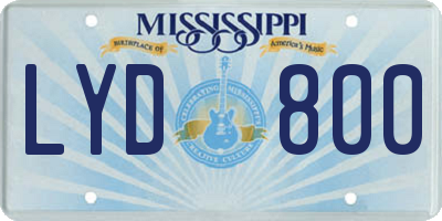 MS license plate LYD800