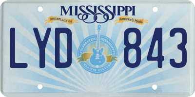 MS license plate LYD843