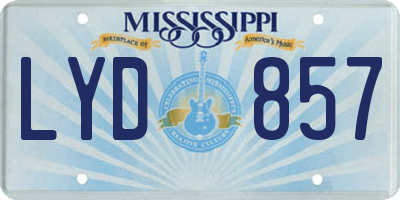 MS license plate LYD857