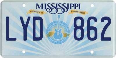 MS license plate LYD862