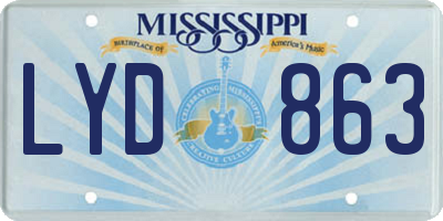 MS license plate LYD863