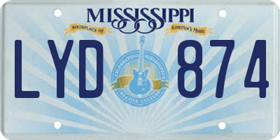 MS license plate LYD874