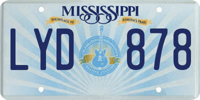 MS license plate LYD878