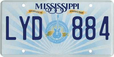 MS license plate LYD884