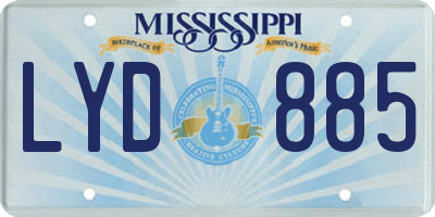 MS license plate LYD885
