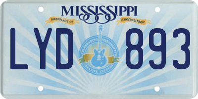 MS license plate LYD893