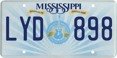 MS license plate LYD898